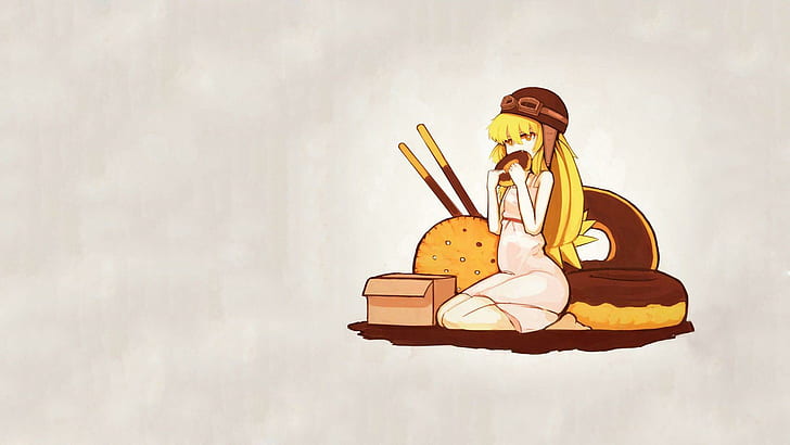 Шинобу Ошино - Бакемоногатари, девушка аниме, ест печенье, фото, аниме, 1920x1080, бакемоногатари, шинобу ошино, HD обои