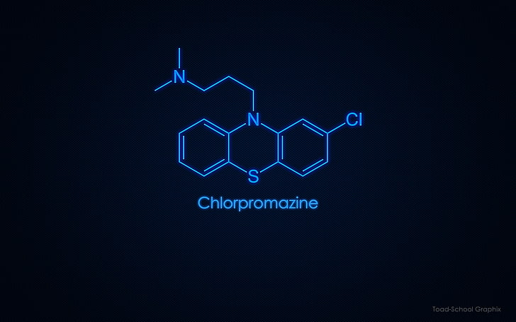 Logotipo de clorpromazina, ciencia, química, estructuras químicas, minimalismo., Fondo de pantalla HD