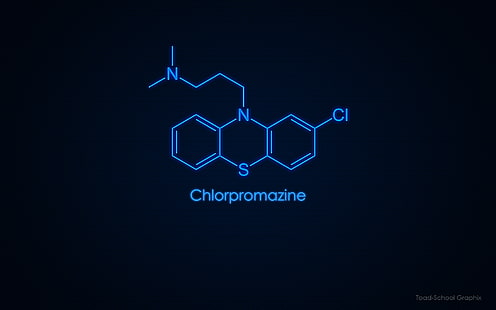 Chlorpromazine Logo, Wissenschaft, Chemie, chemische Strukturen, Minimalismus, HD-Hintergrundbild HD wallpaper