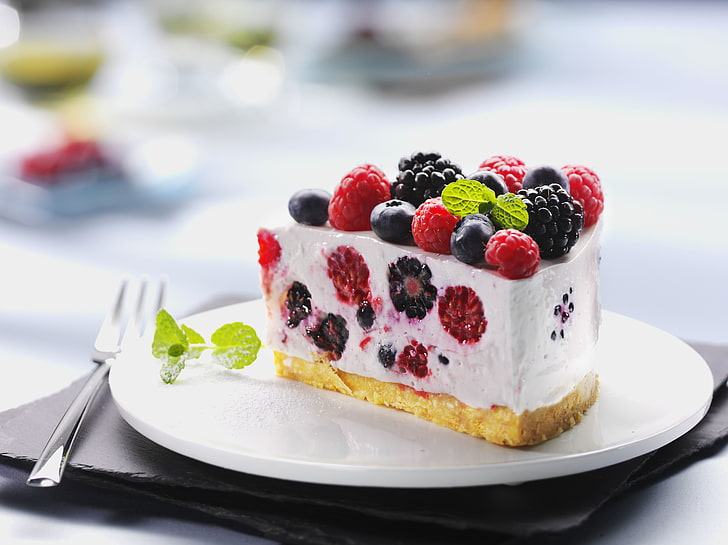 kue cranberry dan blueberry, hidangan penutup, kue, raspberry, manis, buah, blueberry, blackcurrant, makanan, krim, Wallpaper HD