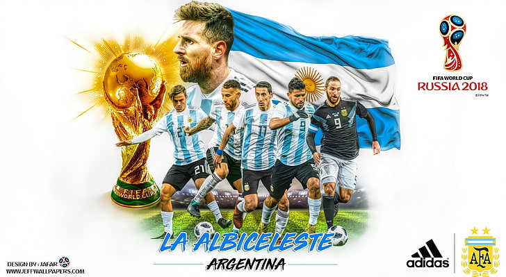 ARGENTINA WORLD CUP 2018, póster del equipo de fútbol, ​​deportes, fútbol, ​​copa mundial, fc barcelona, ​​lionel messi, copa mundial de la fifa rusia 2018, copa mundial 2018, copa mundial de argentina, Fondo de pantalla HD