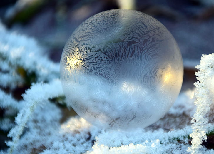 winter, soap, bubble, cold, frost, balls, HD wallpaper