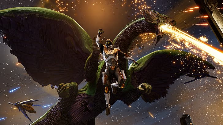 Guardians of the Galaxy (Game), dragon, space battle, space, Marvel Studios, HD wallpaper
