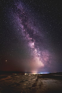 Vintergatan, stranden, natthimlen, stjärnhimmel, HD tapet HD wallpaper