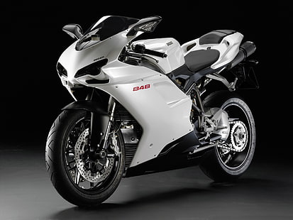 Ducati 848, motor sport putih dan hitam, Sepeda Motor, Ducati, Wallpaper HD HD wallpaper