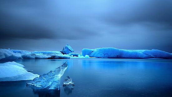 ледяная шапка, голубоватый, замораживание, океан, ледниковый рельеф, таяние, мороз, море, замерзание, айсберг, затишье, полярный ледяной покров, лед, арктика, морской лед, вода, Северный Ледовитый океан, HD обои HD wallpaper