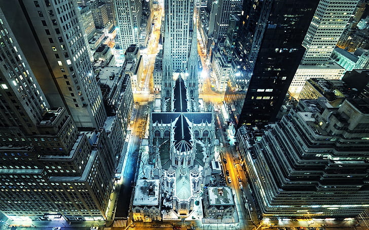 Night of New York City Manhattan, Night, New, York, City, Manhattan, HD wallpaper