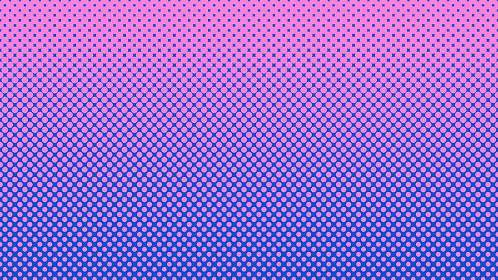 pink, blue, gradient, dots, pattern, design, circle, mesh, halftone, HD wallpaper