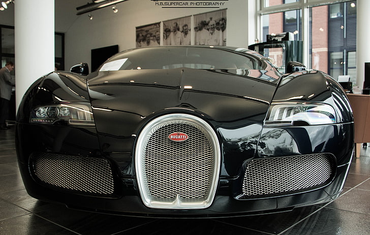 supercar hitam, Bugatti, mobil, kendaraan, Wallpaper HD