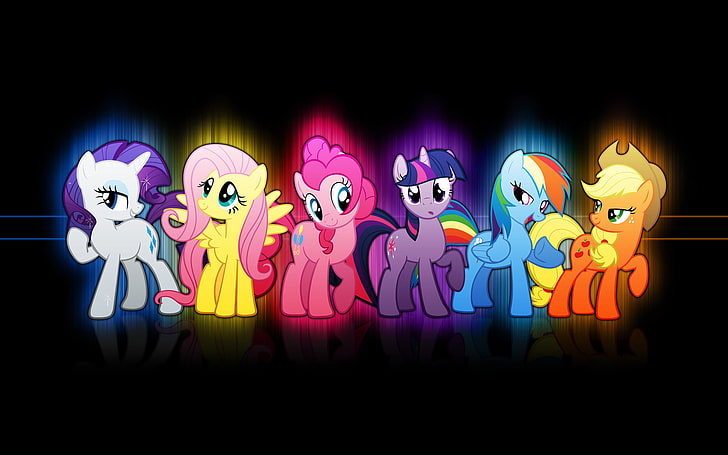 Телевизионно предаване, Моето малко пони: Приятелството е вълшебство, Applejack (Моето малко пони), Fluttershy (Моето малко пони), Моето малко пони, Pinkie Pie, Rainbow Dash, Rarity (My Little Pony), Twilight Sparkle, Vector, HD тапет