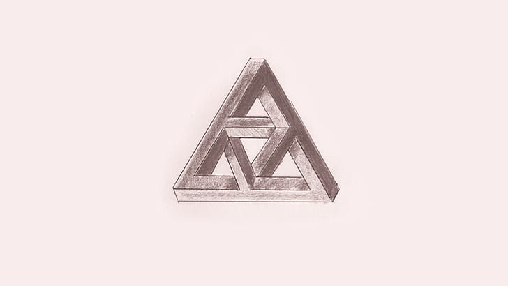 triangle penrose triangle drawing sketches, HD wallpaper