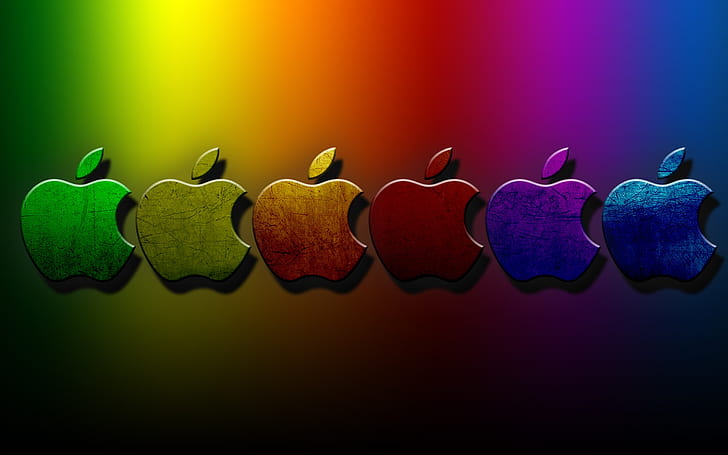 3D Apple Цветен фон, Apple, 3D, Цветен, HD тапет