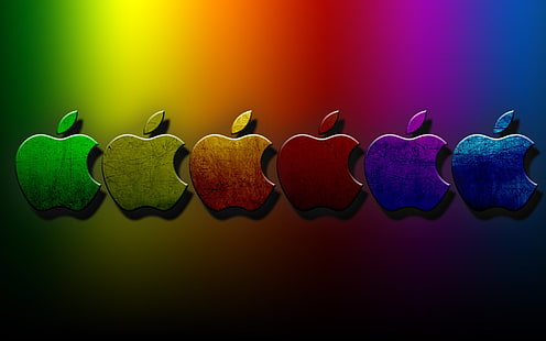 3D Apple Цветен фон, Apple, 3D, Цветен, HD тапет HD wallpaper