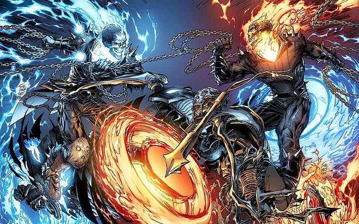 Ghost Rider, супергерой, анимация, аниме, сцена, HD обои