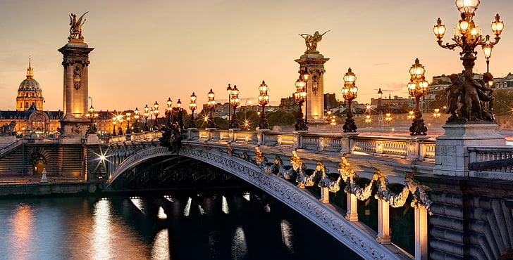 白い橋、フランス、パリ、アレキサンダー橋、 HDデスクトップの壁紙