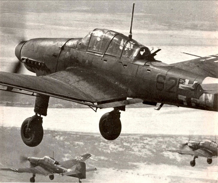 плакат с монопланом, Вторая мировая война, Junkers Ju-87 Stuka, винтаж, военный самолет, HD обои