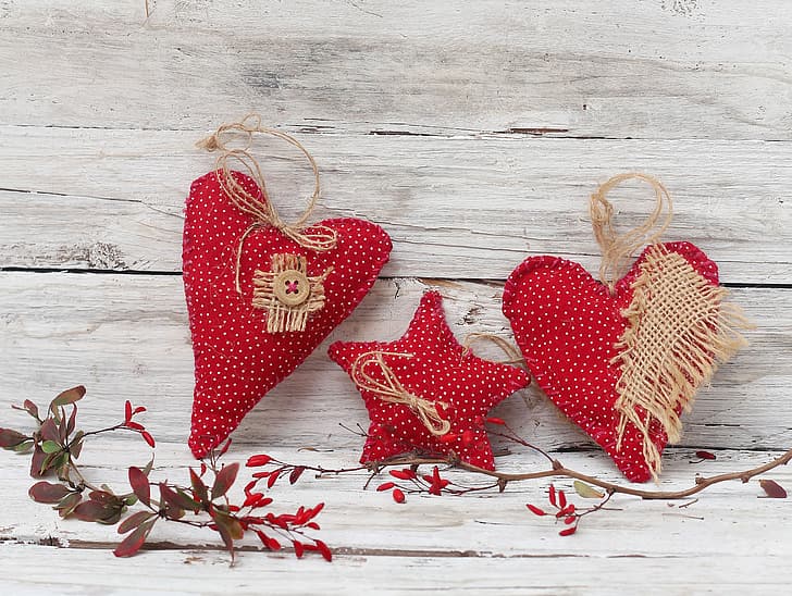 decoration, New Year, Christmas, hearts, happy, vintage, wood, Merry Christmas, Xmas, gift, holiday celebration, HD wallpaper
