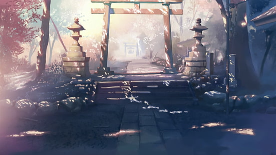centímetros, portão, paisagens, makoto, shinkai, torii, HD papel de parede HD wallpaper