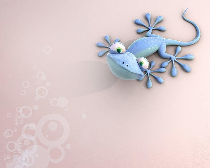 blaue Gecko Tapete, Tier, Künstlerische, 3D, Eidechse, HD-Hintergrundbild