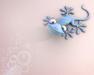 carta da parati geco blu, animale, artistico, 3D, lucertola, Sfondo HD HD wallpaper
