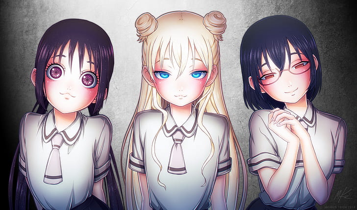 Asobi Asobase, gadis-gadis anime, Hanako Honda (Asobi Asobase), Kasumi Nomura (Asobi Asobase), Olivia (Asobi Asobase), Wallpaper HD