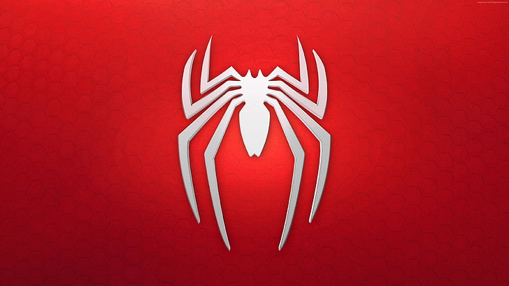 logo, white, spiderman, red, background, HD wallpaper