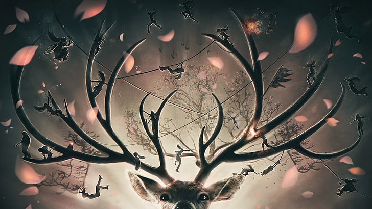 stag illustration, animals, HD wallpaper