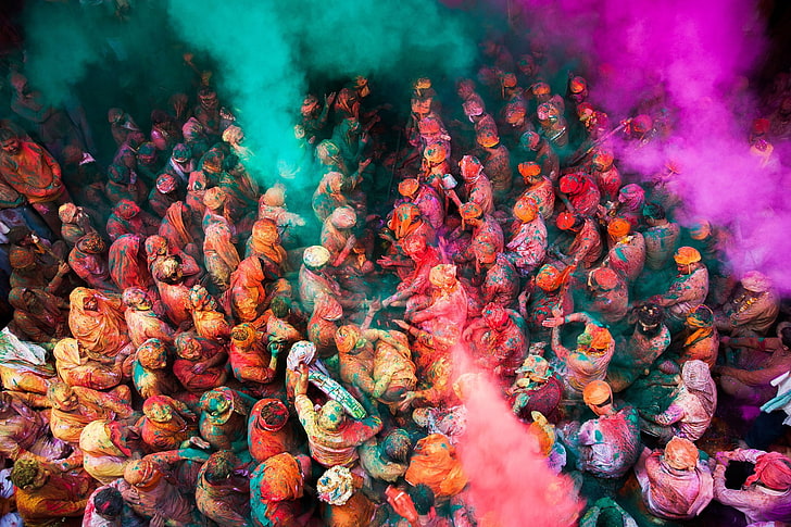 색깔, 색깔, 축제, 힌두교, holi, 휴일, 인도, 봄, HD 배경 화면