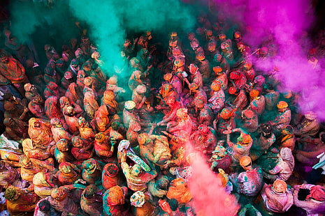色、色、祭り、ヒンドゥー教、ホーリー、休日、インド、春、 HDデスクトップの壁紙 HD wallpaper