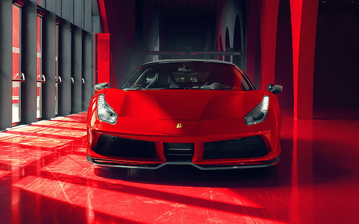 red, Ferrari, racing, Pogea, 2018, Corsa, 488, gtb, FPlus, HD wallpaper