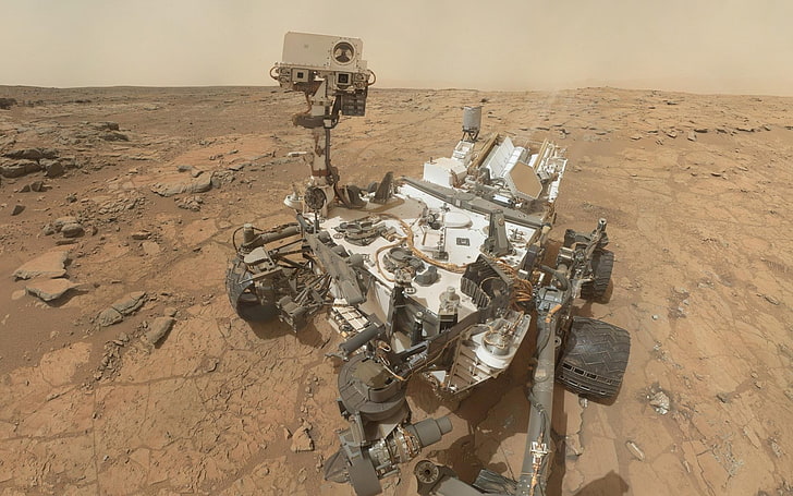 gray vehicle, science, Mars, Curiosity, self shot, HD wallpaper