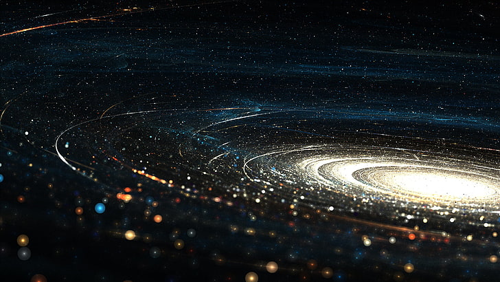 solar system illustration, untitled, galaxy, space, digital art, abstract, HD wallpaper