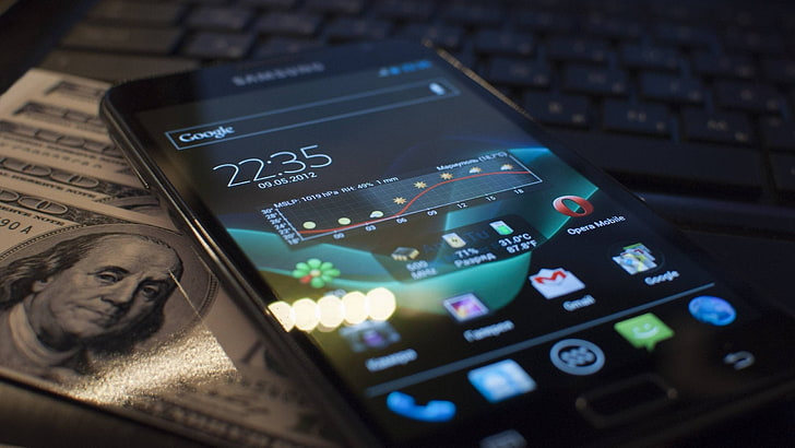 smartphone noir Samsung Galaxy Android, technologie, Fond d'écran HD