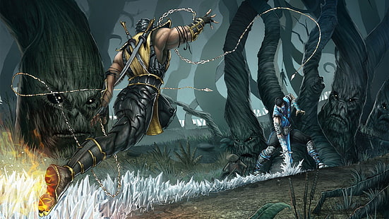 Fond d'écran numérique Mortal Combat Scorpion et Sub-Zero, Mortal Kombat, Scorpion (personnage), Sub-Zero, Fond d'écran HD HD wallpaper