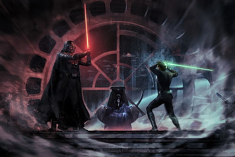 Guerra nas Estrelas, Darth Vader, Sabre de Luz, Luke Skywalker, Star Wars Episódio VI: O Retorno de Jedi, HD papel de parede HD wallpaper