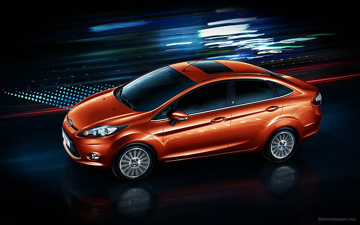 Ford Fiesta Sedan, оранжевый седан Ford Focus, седан, Ford, Fiesta, автомобили, HD обои