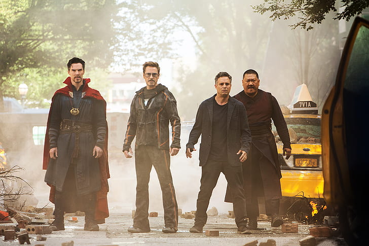 Film, Avengers: Infinity War, Benedikt Cumberbatch, Benedikt Wong, Bruce Banner, Doktor Strange, Mark Ruffalo, Robert Downey Jr., Tony Stark, Wong (Marvel-Comics), HD-Hintergrundbild