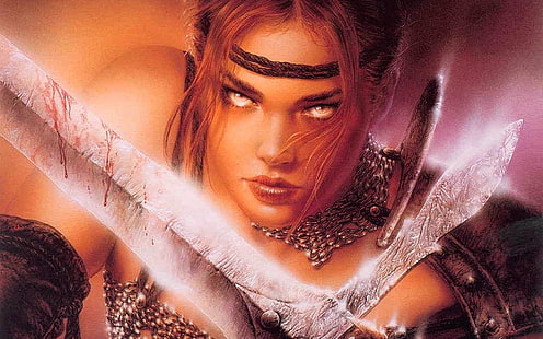 fantasy konst, Luis Royo, kvinnor, svärd, fantasy flicka, HD tapet HD wallpaper