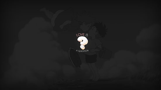 аниме, любов, фраза, черно, минимализъм, прост, прост фон, Хаяо Миядзаки, HD тапет HD wallpaper