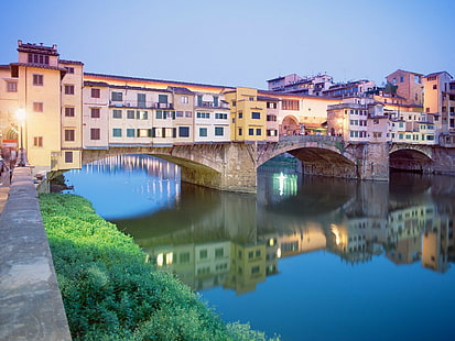 Италия, мост, Понте Веккио, Флоренция, город, старое здание, HD обои HD wallpaper