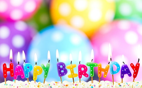 торт свечи с днем ​​рождения-ВЫСОКОЕ качество обоев, разноцветные с днем ​​рождения зажженные свечи свечи, HD обои HD wallpaper