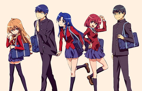 Aisaka, Ami, Kawashima, Kitamura, Kushieda, Minori, Ryuuji, Taiga, Takasu, Toradora, Yuusaku, HD-Hintergrundbild HD wallpaper