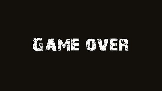 черный фон с оверлеем текста над игрой, опечатка, минимализм, GAME OVER, видеоигры, монохромный, типография, HD обои HD wallpaper