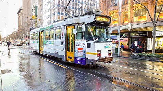 Transporte, Melbourne, Australia, Tranvía, Fondo de pantalla HD HD wallpaper