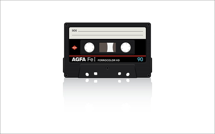 preto fita cassete Agfa Fe, estilo, retrô, música, disco, filme, cassete, o assunto, cassete de áudio, HD papel de parede