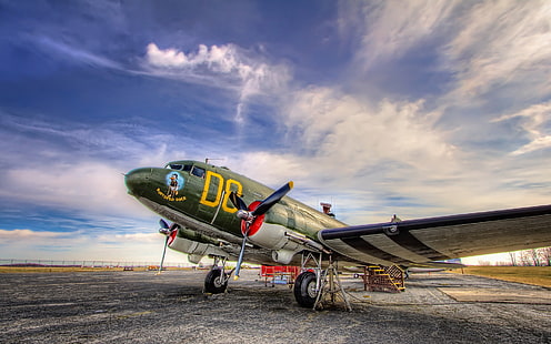 langit, pesawat, lapangan terbang, Douglas C-47 Skytrain, Wallpaper HD HD wallpaper