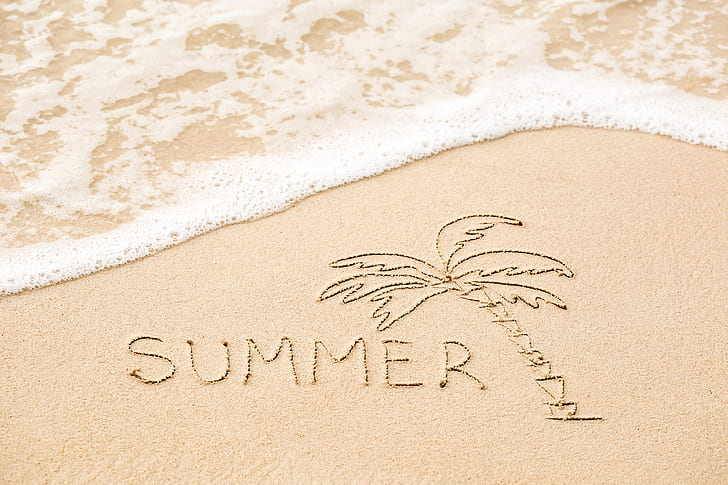 Лето, Пляж, Песочное искусство, 4К, HD обои