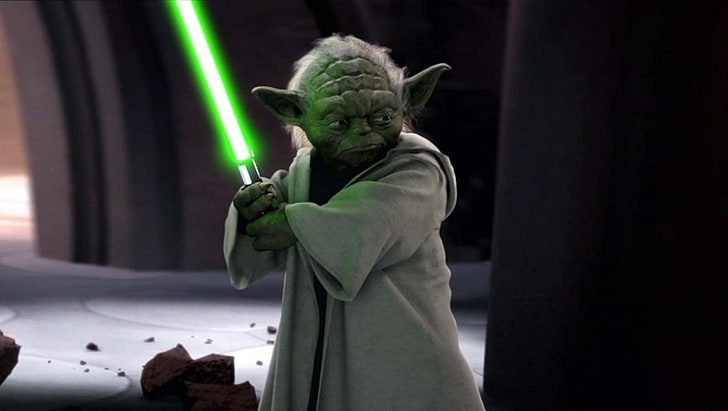 Yoda still screenshot, Star Wars, Yoda, Jedi, Star Wars: Episode II - Attack of the Clones, lightsaber, HD wallpaper