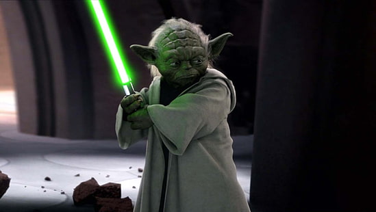 Yoda still screenshot, Star Wars, Yoda, Jedi, Star Wars: Episode II - Attack of the Clones, lightsaber, HD wallpaper HD wallpaper