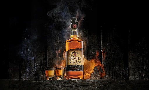 alcohol, fire, bottles, Jim Beam, smoke, whiskey, bourbon, HD wallpaper HD wallpaper